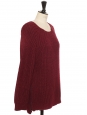 High-waisted slim-fit pants in burgundy red velvet, Retail price: 200€, Size 36