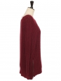 High-waisted slim-fit pants in burgundy red velvet, Retail price: 200€, Size 36