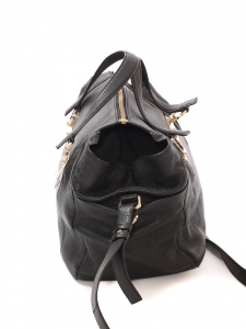 BRIDGET Black grained leather handbag with cross body strap Retail price €1495