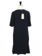 ELY short-sleeved V-neck midnight blue crepe dress retail price €600 Size 34