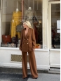 Caramel brown crepe blazer jacket and pants suit Retail price €550 Size 38-40
