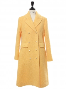 MARTHA pastel yellow wool tweed long coat Retail price €700 Size S/M