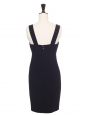 Fitted dress with wide straps in wool crepe - Size: 34