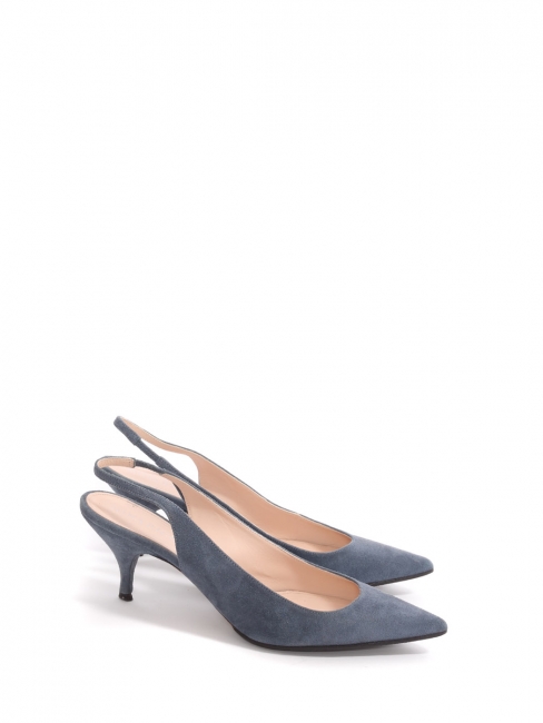 Blue-grey suede pointed-toe low heel pumps Retail price €700 Size 37