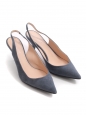 Blue-grey suede pointed-toe pumps Size 38
