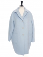 Light blue wool and alpaca oversized coat with scale buttons Retail price 700€ Size 38/40