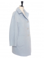 Light blue wool and alpaca oversized coat with scale buttons - Retail price 700€ - Size 38/40