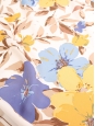 Square silk scarf printed white cream yellow blue and hazelnut brown flowers Retail price €450