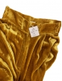 Pantalon taille haute jambes évasées en velours de soie jaune moutarde Taille XXS