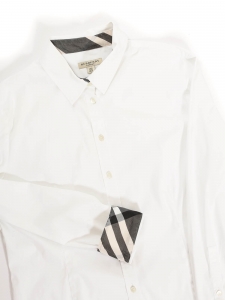 Chemise manches longues en coton blanc col écossais Prix boutique 480€ Taille S/M