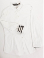 Long sleeves white cotton shirt with plaid collar Retail price €480 Size S/M