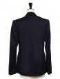 INGRID classic one-button blazer jacket in navy blue wool Px boutique $1095 Size XS/S