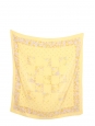 Petit foulard en soie jaune fleuri rose violet et blanc Prix boutique 250€