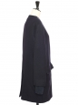 Long round-neck coat in navy blue wool Size 38 Retail price €1200