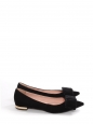 Pointed toe black velvet ballerinas with bow Retail price €620 Size 37.5