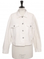 White denim jacket with crystal jewelled buttons Retail price 1200€ Size 40