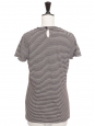 T-shirt manches courtes en coton à rayures bleu, beige blanc noir Prix boutique 900€ Taille 38