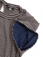 Short-sleeved cotton T-shirt with blue, beige, white and black stripes Retail price 900€ Size 38