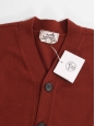 Copper red wool cardigan with brown leather trim retail price 2400€ size M