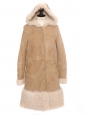 Manteau long en shearling blanc et peau beige camel Prix boutique 1500€ Taille 36