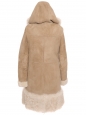 Long coat in white shearling and camel beige skin Retail price €1500 Size 36