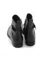 Almond-toe flat boots in black leather with silver buckle Retail price €750 Size 38