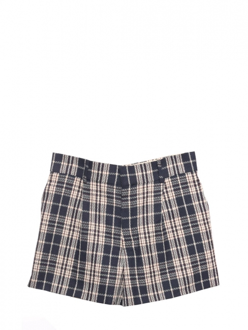 Black, navy and cream plaid wool shorts Runway 2015 Retail price 720€ Size 38/40