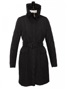 Black belted quilted coat Retail price 1100€ Size 36