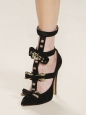 Black suede leather crystal bow embellished cutout pumps Retail price $1290 Size 40