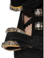 Escarpins bijoux en suede noir et noeud cristal Px boutique $1290 Taille 40