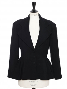 Black crepe blazer jacket Made in France Size 36