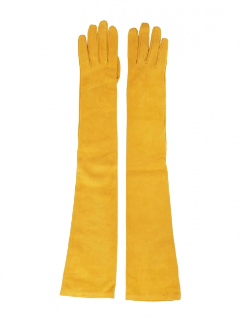 Yellow suede long gloves Retail price €650 Size 7.5