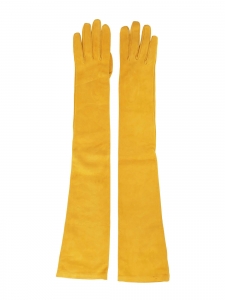 Yellow suede long gloves Size 7.5