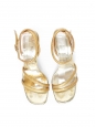 Sandales à talon et bride cheville en cuir doré Prix boutique 700€ Taille 38