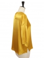 Amber yellow silk 3/4 sleeves round neck top Retail price €250 Size 38