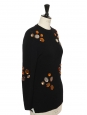 Round-neck sweater in black lambswool embroidered with copper and silver stones Retail price 1400€ Size 36