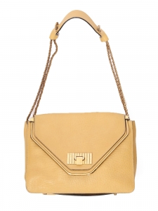 SALLY Honey yellow grained leather shoulder bag and gold chain Retail price €1710