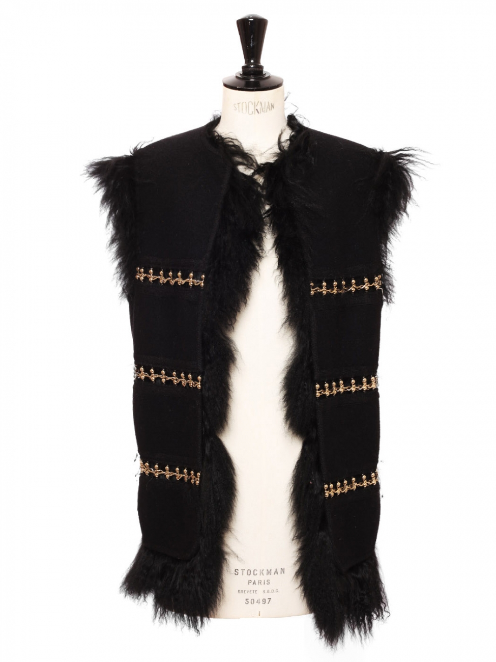 Boutique CHLOE Mongolian lamb fur and black suede sleeveless 