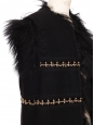 Veste sans manche en fourrure d'agneau de Mongolie et suede noir, brodé de chaînes dorées Prix boutique 4000€ Taille 38