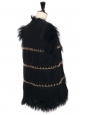 Veste sans manche en fourrure d'agneau de Mongolie et suede noir, brodé de chaînes dorées Prix boutique 4000€ Taille 38