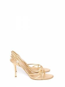 Sandales à talon stiletto en cuir doré bride tressée Prix boutique 650€ Taille 41