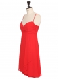 Strapless dress with sweetheart neckline and thin straps in red chiffon Retail price €1600 Size 34/36