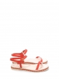 Flat ankle strap sandals in white and red leather with gold chain Shop price Size 38