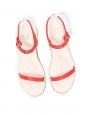 Sandales plates à bride cheville en cuir blanc et rouge avec chaine dorée Prix boutique Taille 38