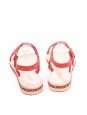 Sandales plates à bride cheville en cuir blanc et rouge avec chaine dorée Prix boutique Taille 38