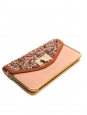 Sac pochette du soir clutch SALLY en cuir rose et rouge brodé de perles Swarovski doré et argent Prix boutique 2700€