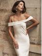 Olivia white satin off-shoulder slip wedding gown Retail price €1160 Size XS