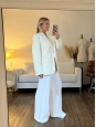 High waisted belted wide leg white pants Retail price €240 Size 40