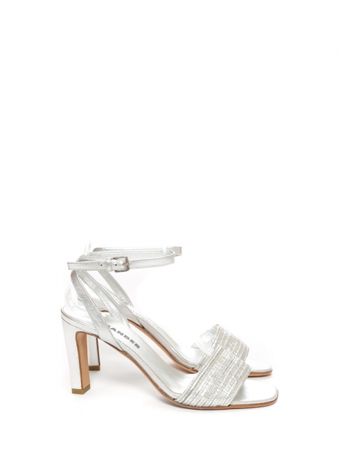 Silver leather sandals with ankle strap Retail price €595 Size 35.5