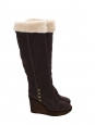 Brown suede leather wedge boots with fur trimming Retail price €1300 Size 39